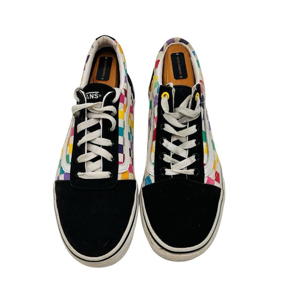 VANS Old Skool Rainbow Checkerboard Sneakers Suede Canvas Missy Size 6 Colorful - Picture 4 of 9